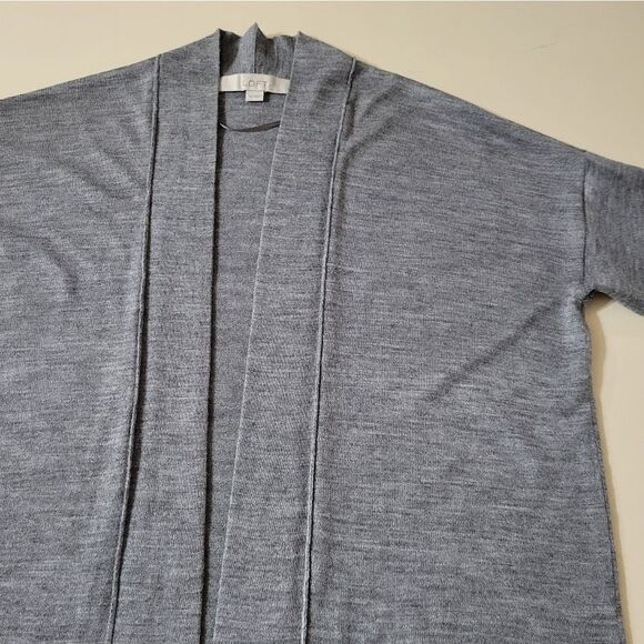 Ann Taylor LOFT Gray Open Cardigan Sweater - Picture 9 of 13